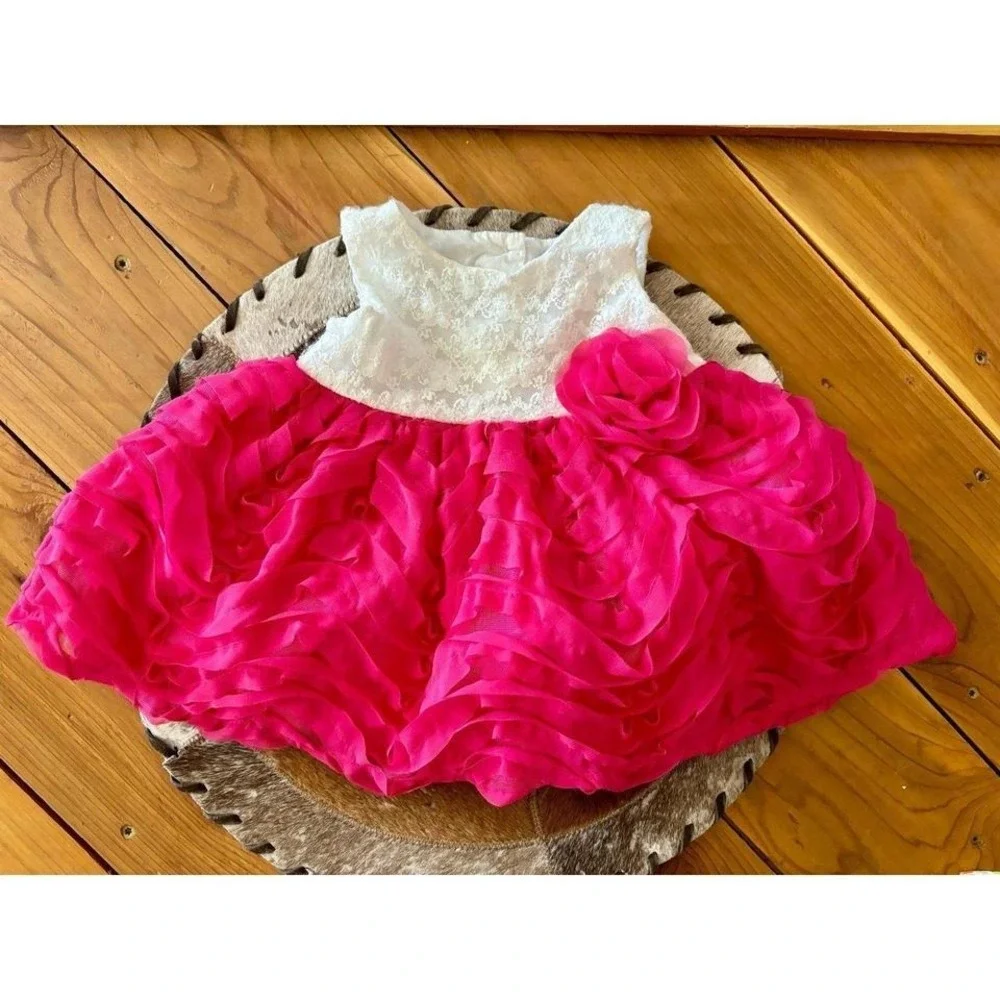 The‎ Children's Place Party Dress Baby Girl 3-6M White Pink Gold Sequin